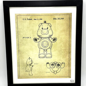 Care Bears FUNSHINE Bear Framed Art Print by OLIVER GAL‎ 2013 17x20 Vintage